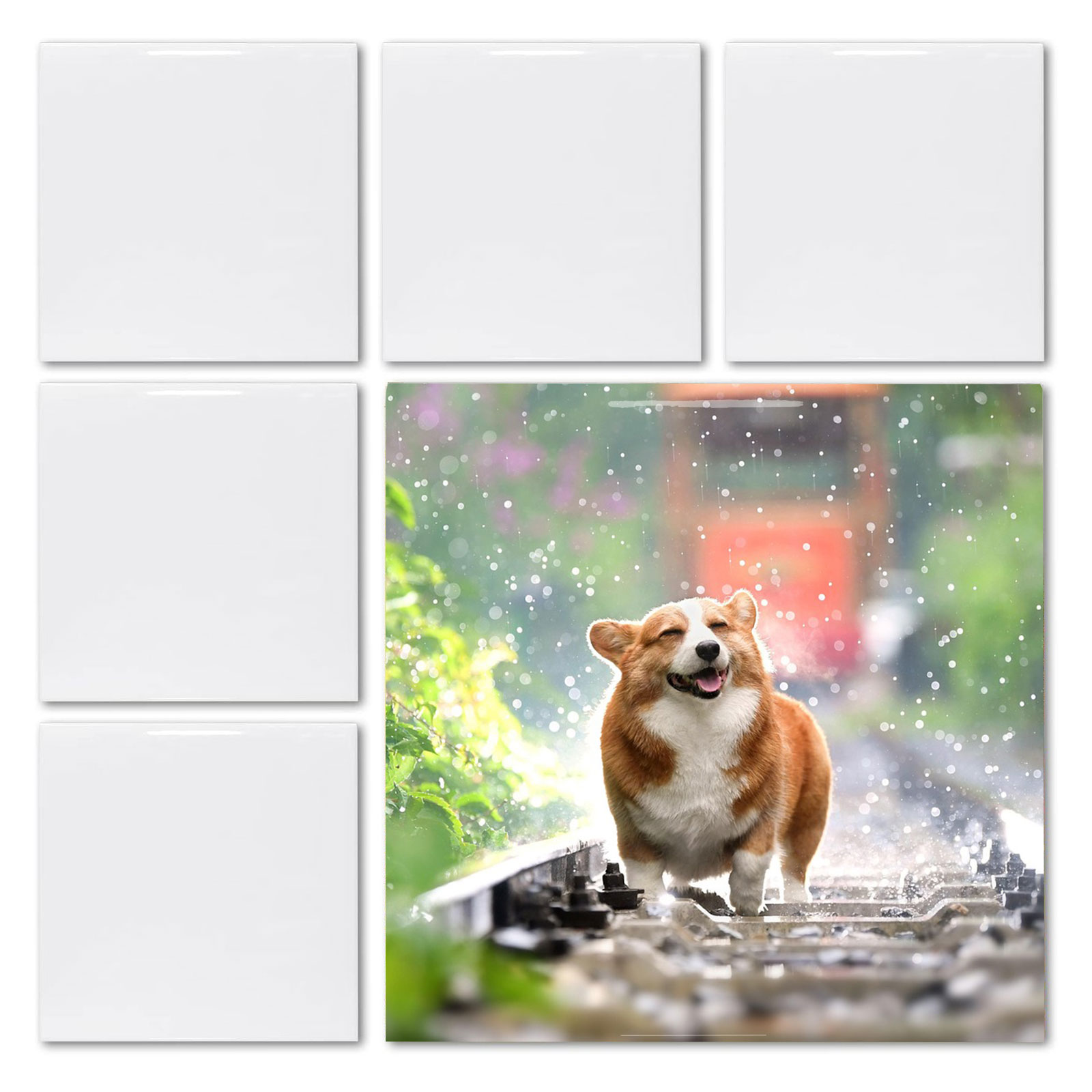 Ceramic Tile Blank - 20 قطعة بلاطة مربعة بيضاء لامعة