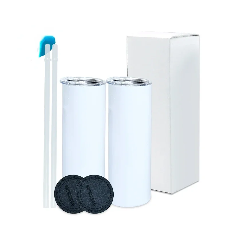 Tumbler 20Oz White - أكواب ستانلس ستيل بيضاء مستقيمة ونحيفة